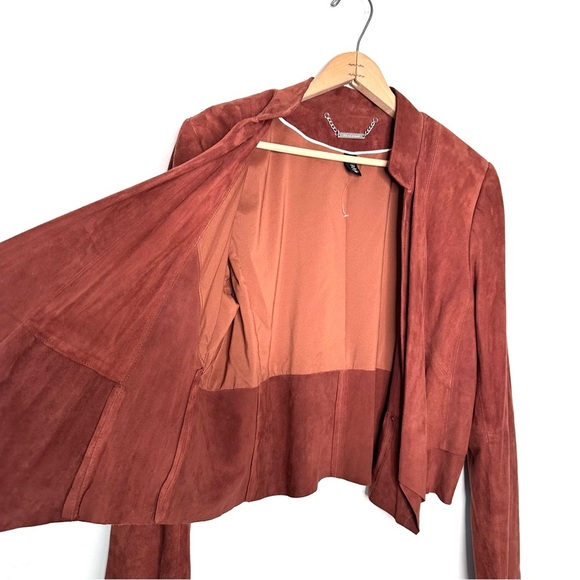 WHBM Brown Lightweight Suede Open Cascade Lapel Jacket Size Large NWOT - Picture 6 of 14